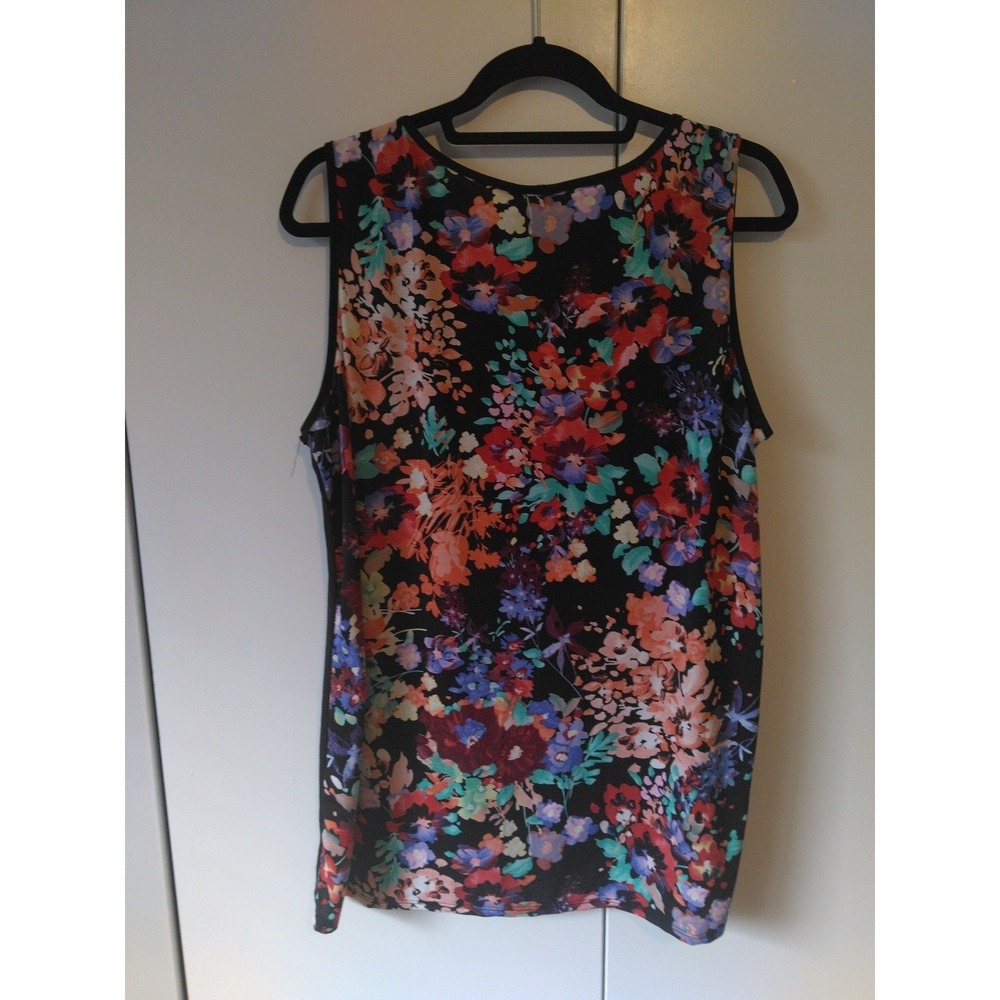 Heimish USA Party in the Back Tank‎ Top 2XL Fits XL Floral Black Feminine